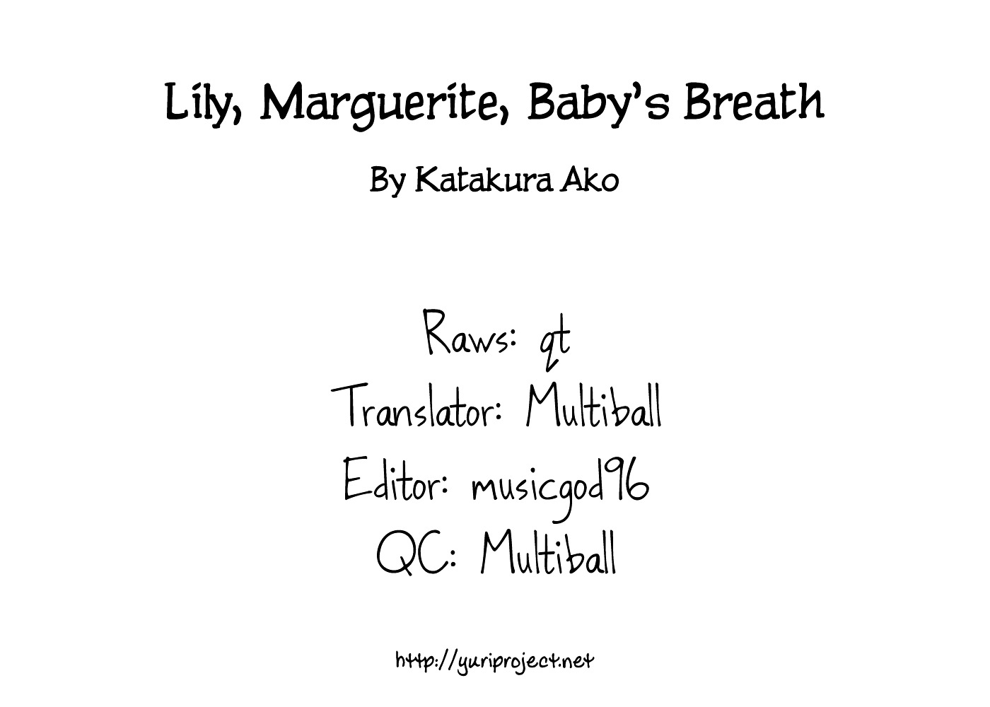Lily, Marguerite, Baby's Breath Chapter 0 #1